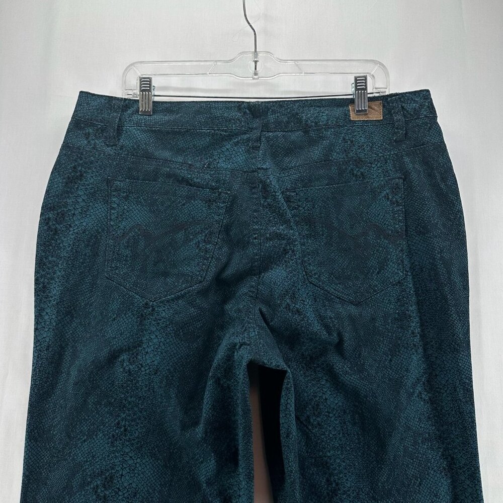 Bandolino Mandie Pants Women Sz 14W High Rise Straight Snake Print Stretchy Teal - Picture 5 of 11